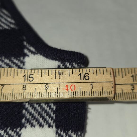 Staud Womens Large Trail Top Cropped Knit Tank Gingham Check Navy Blue Cropped - Picture 8 of 10